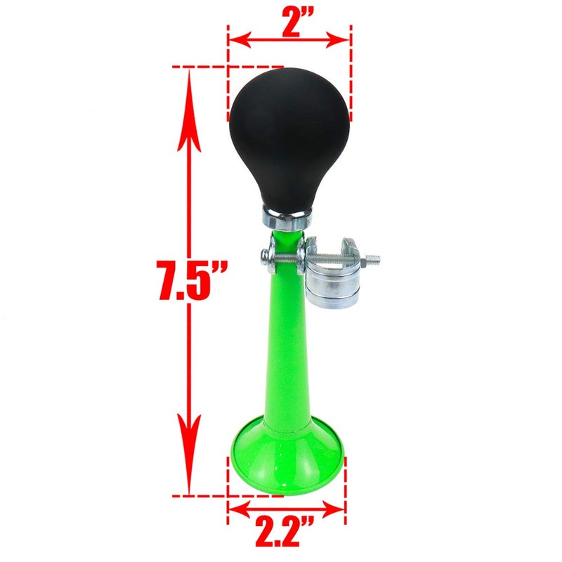 AUTUT ABS Bike Bugle Horn Retro Clown Metal Air with Squeeze Bulb for Bicycle Golf Cart, Green - Image 3